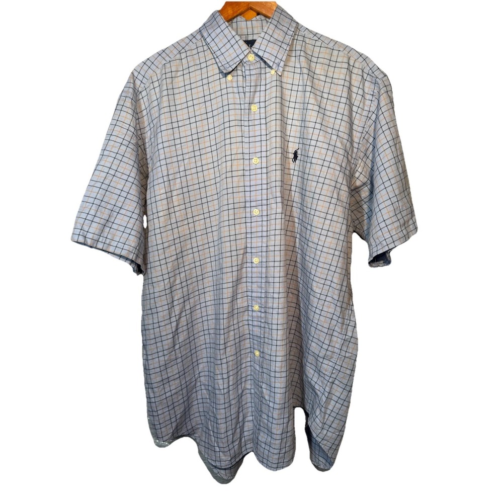 Polo Ralph Lauren Blue Pony Short Sleeve Button-up Shirt Men's Medium